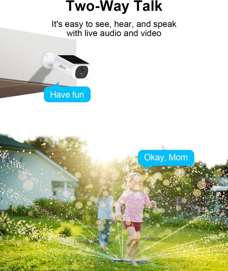 ANRAN 5MP Solar Security Camera Outdoor, Wireless Battery Powered WiFi Camera for Home Surveillance with Buit-in Solar Panel, Color Night Vision, 2-Way Audio, Siren Alarm, Works with Alexa, C3 Max - Image 5
